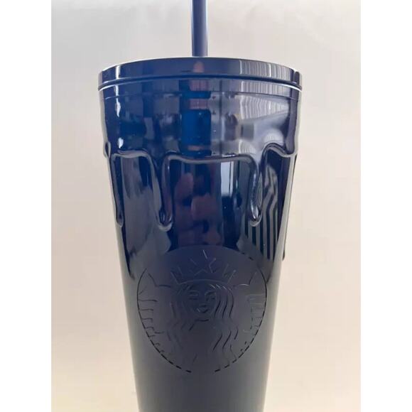 NEW Starbucks Black Slime Goth Tumbler New Release 2024 24 Oz Cup Glossy Siren - Picture 1 of 5